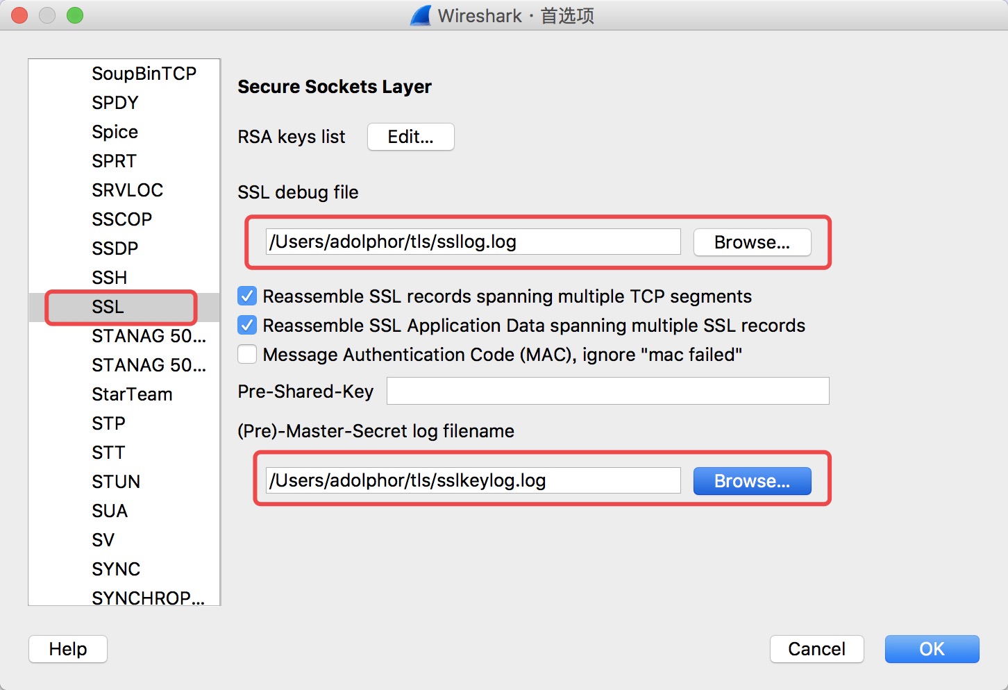 wireShark配置SSLKEYLOGFILE